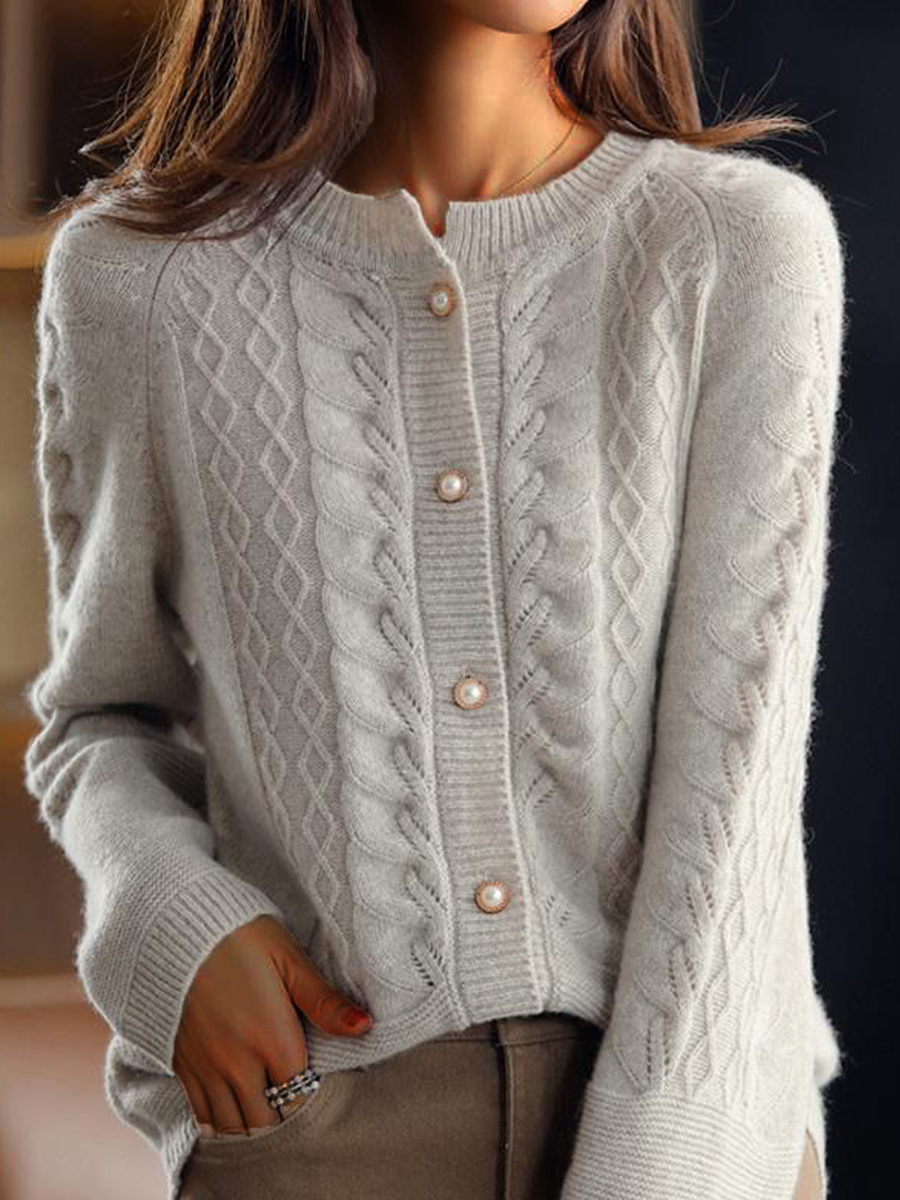 Berg-Feldt | Strickjacke - Stehkragen Jacquard Strickjacke