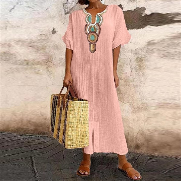 Robe en coton et lin pour femme