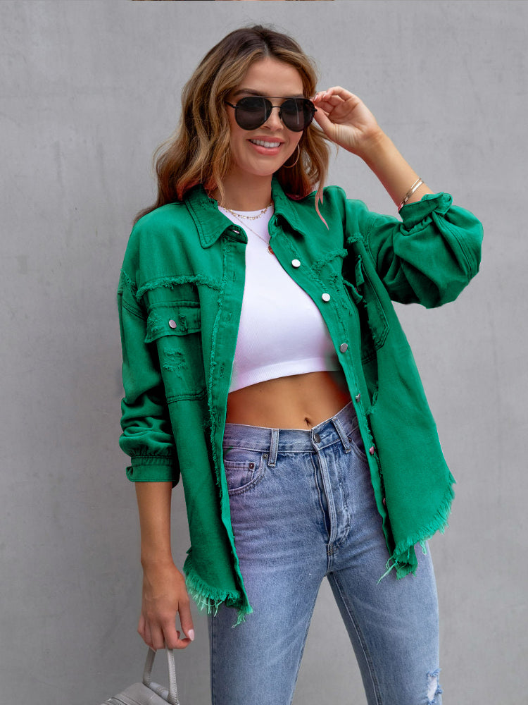 Veste en jean de style lamelles pour femme