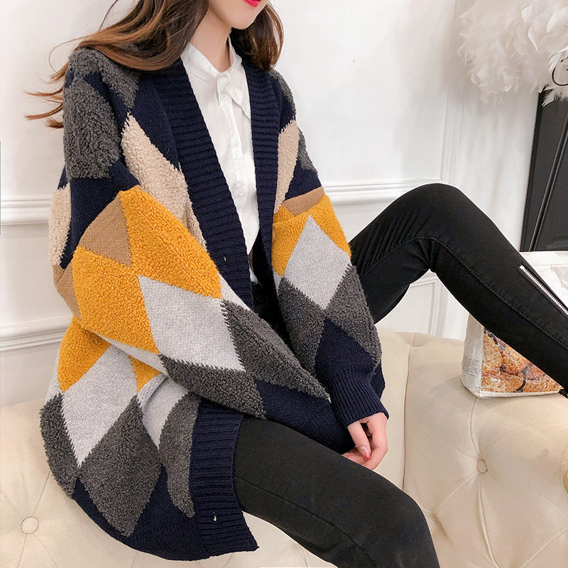 Cardigan ample en maille à motif géométrique Damen Berg-Feldt