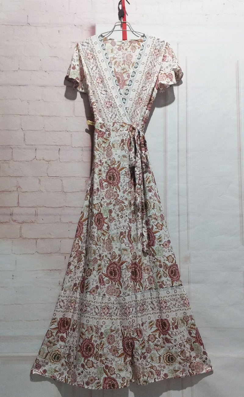 Wickel-Maxikleid für Damen mit Blumenmuster und Bindegürtel von berg-feldt