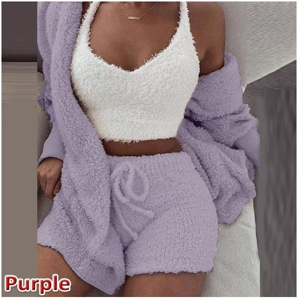Women's Cozy Knit Loungewear Set with Soft Shorts and Sweater by berg-feldt