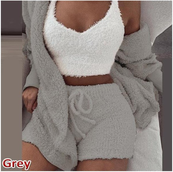 Women's Cozy Knit Loungewear Set with Soft Shorts and Sweater by berg-feldt