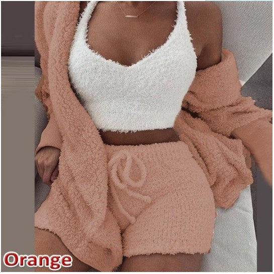 Women's Cozy Knit Loungewear Set with Soft Shorts and Sweater by berg-feldt