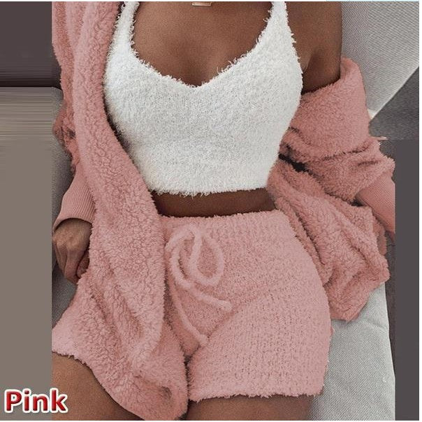 Women's Cozy Knit Loungewear Set with Soft Shorts and Sweater by berg-feldt