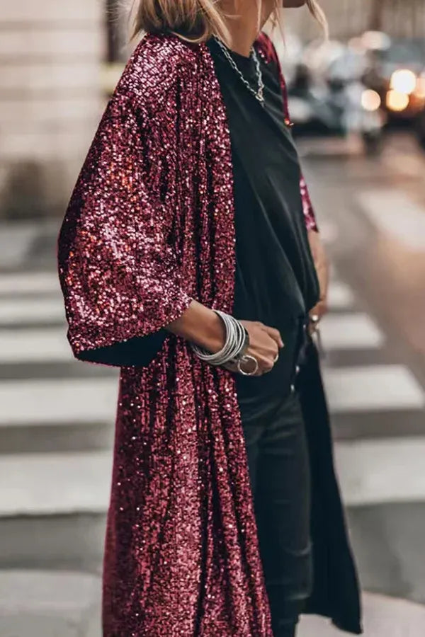 Berg-Feldt | Glamour Kimono aus Pailletten mit Schlüsselloch