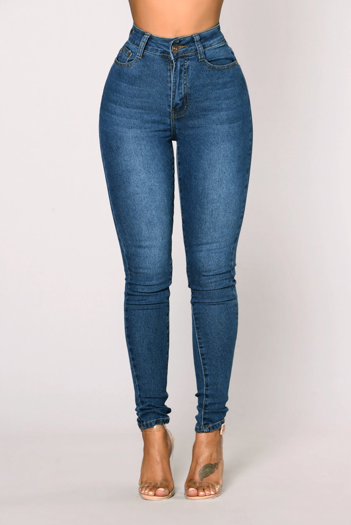 Bequeme Damen Skinny Jeans mit hohem Bund aus Stretchmaterial von berg-feldt