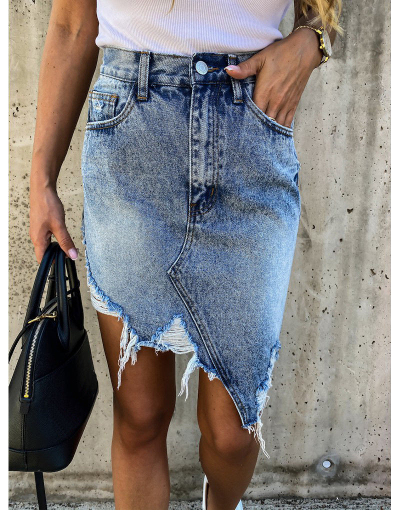 Asymmetrischer Jeansrock mit Destroyed-Look von berg-feldt