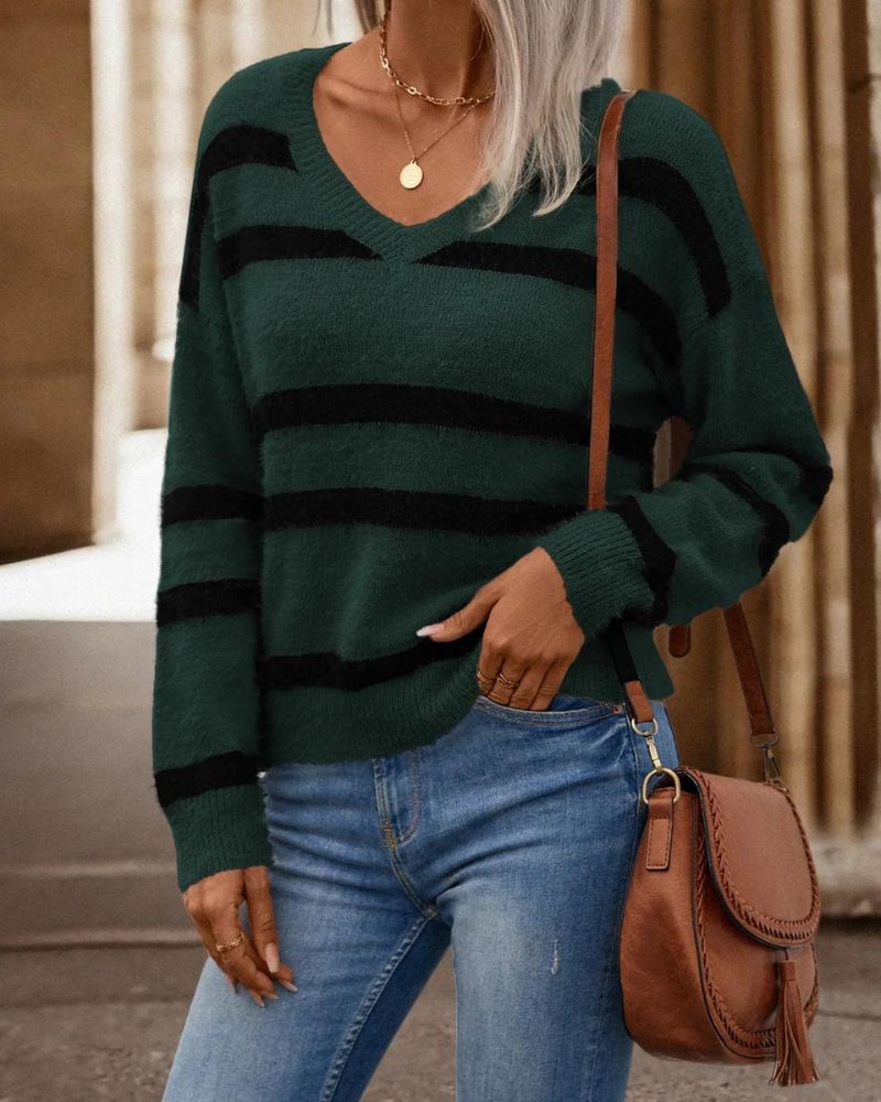 Berg-Feldt | Drop Schulter Gestreifter Pullover
