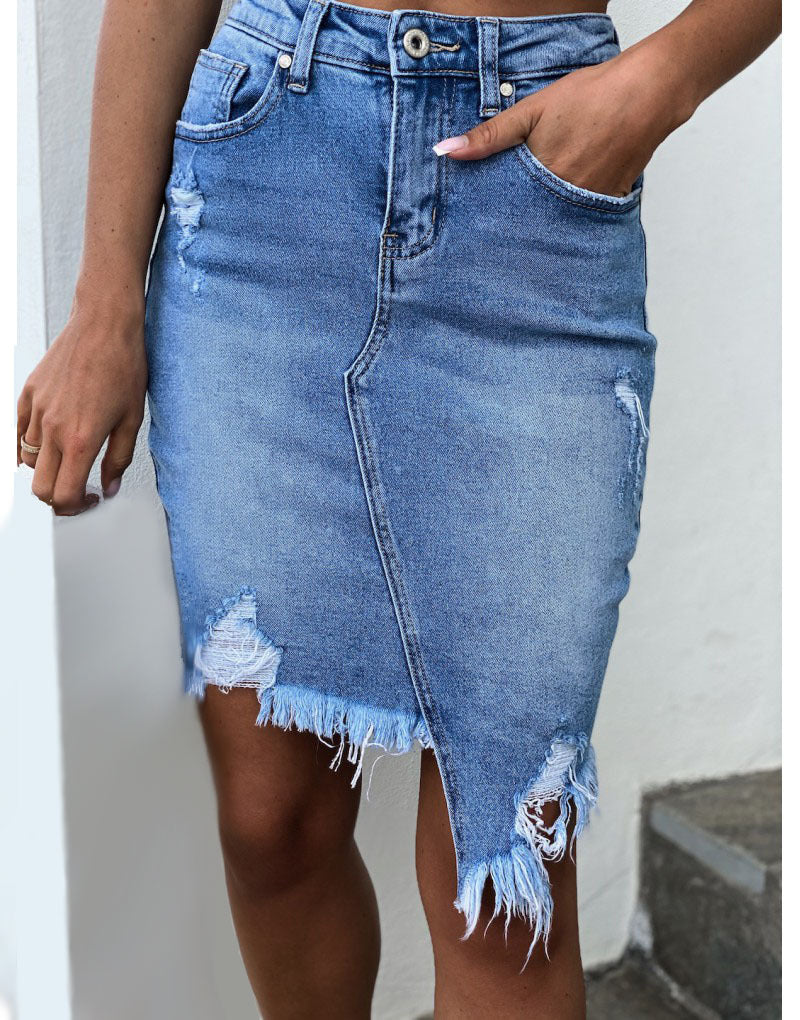 Asymmetrischer Jeansrock mit Destroyed-Look von berg-feldt