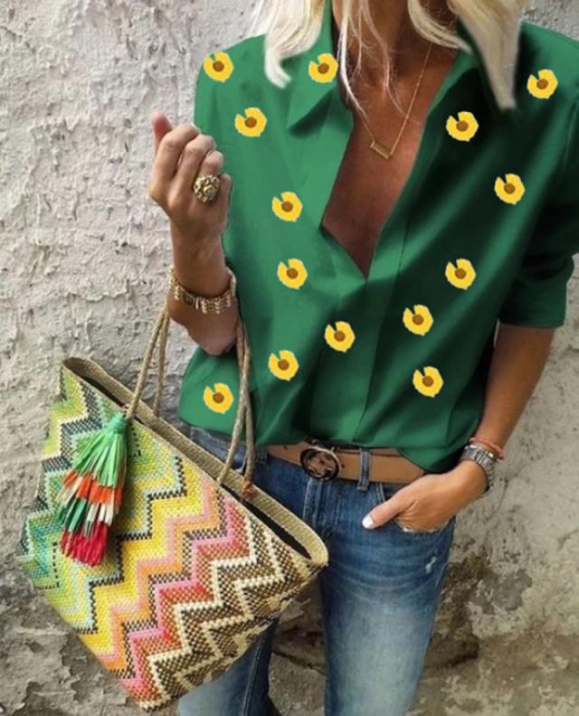 Women's Floral Embroidered Button-Up Shirt by berg-feldt