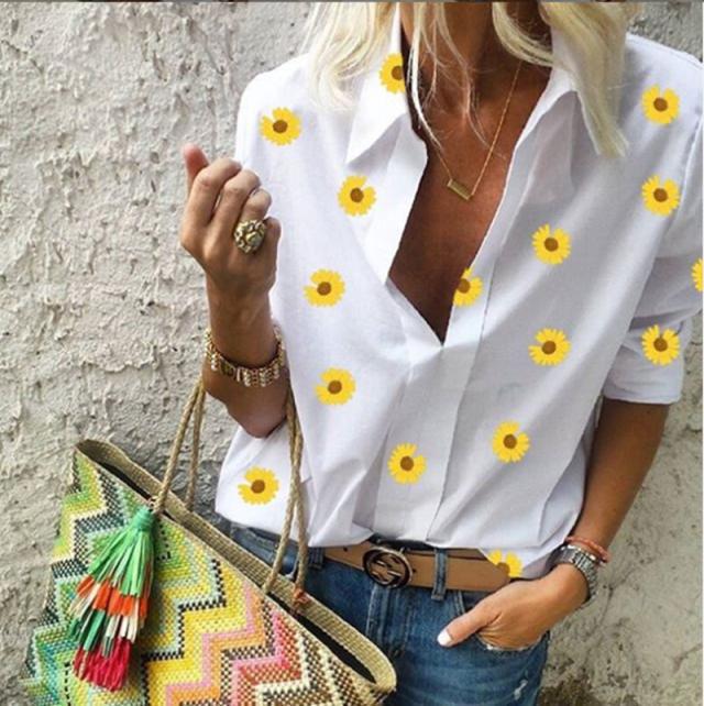 Women's Floral Embroidered Button-Up Shirt by berg-feldt