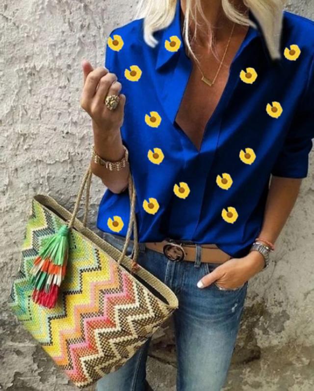 Women's Floral Embroidered Button-Up Shirt by berg-feldt