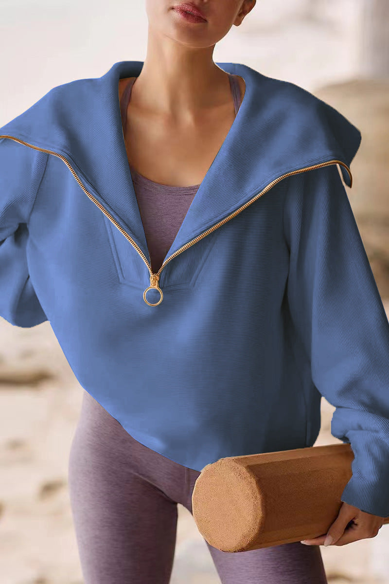 Berg-Feldt | Half-zip Bluse Baumwolle Modern, Komfortabel