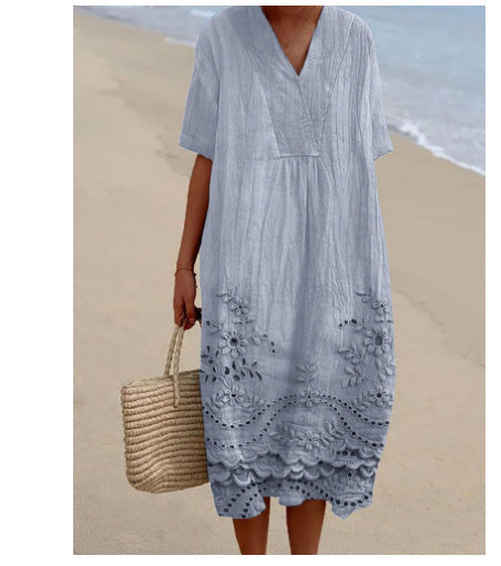 Robe décontractée en coton et lin Fudus – Polyvalente