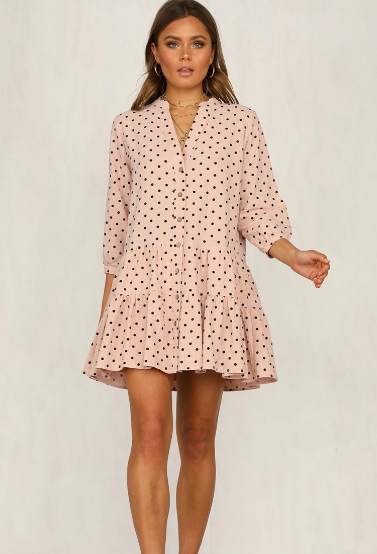 Berg-Feldt Robe pour femme à pois et ourlet à volants