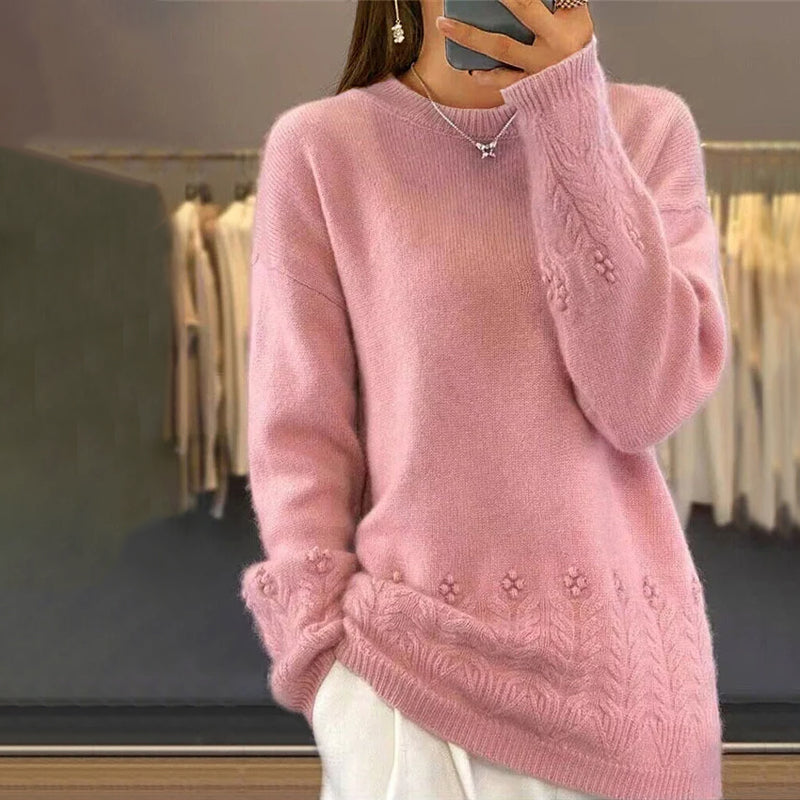 Berg-Feldt | Strickbluse mit Musterdetails Wolle Komfortabel und Elegant