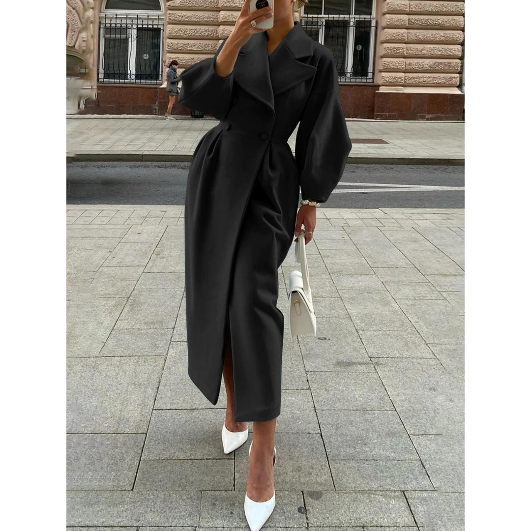 Berg-Feldt | Langer Einfarbiger Trenchcoat für Frauen Perfekt für Den Herbst