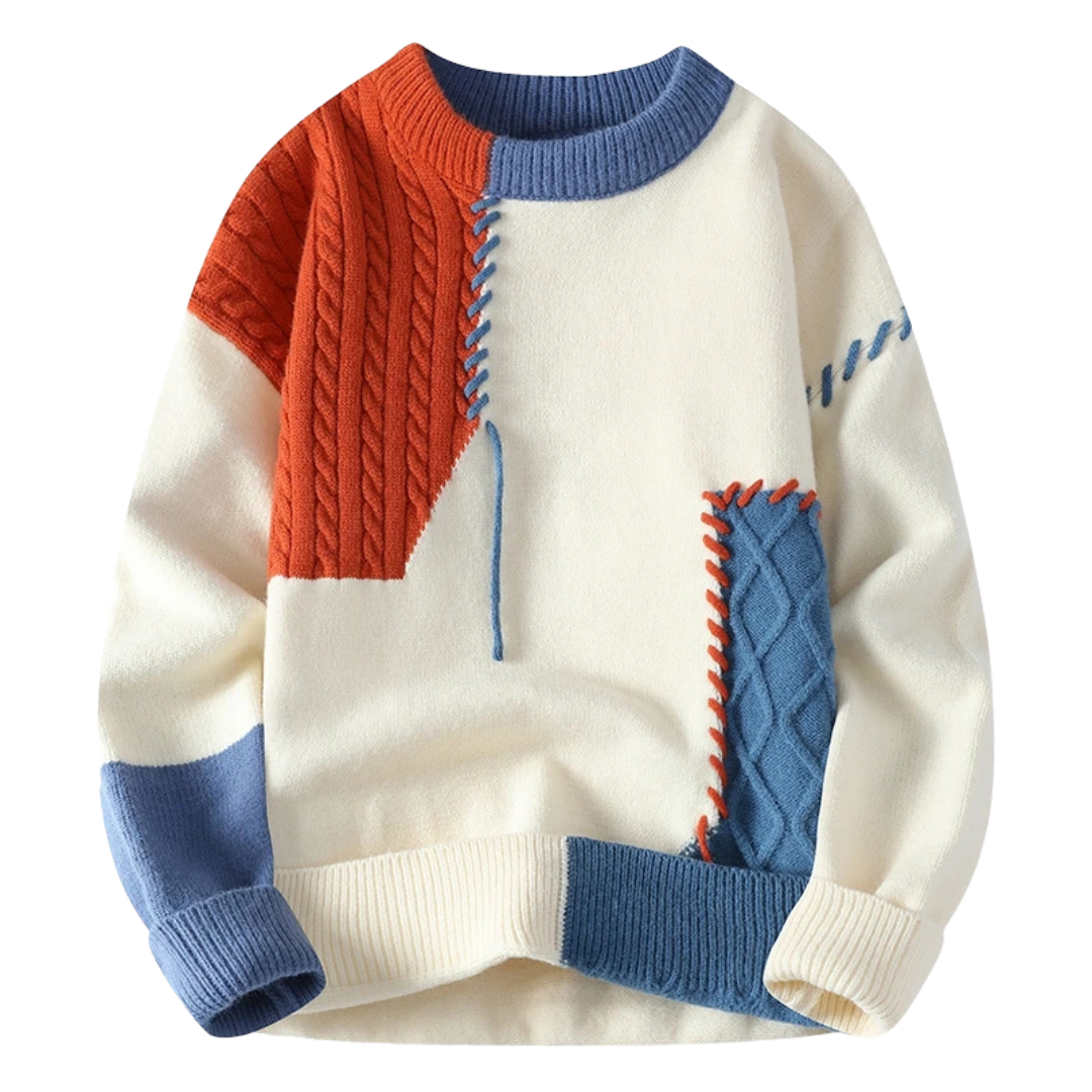 Berg-Feldt | Sweater mit Patchwork Einzigartiges Design Weich und Warm