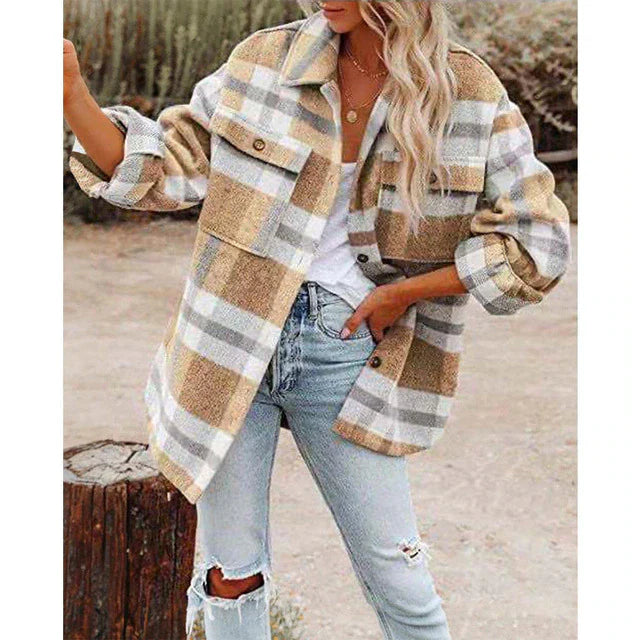 Berg-Feldt | Klassische Karierte Jacke in Großen Größen für Damen