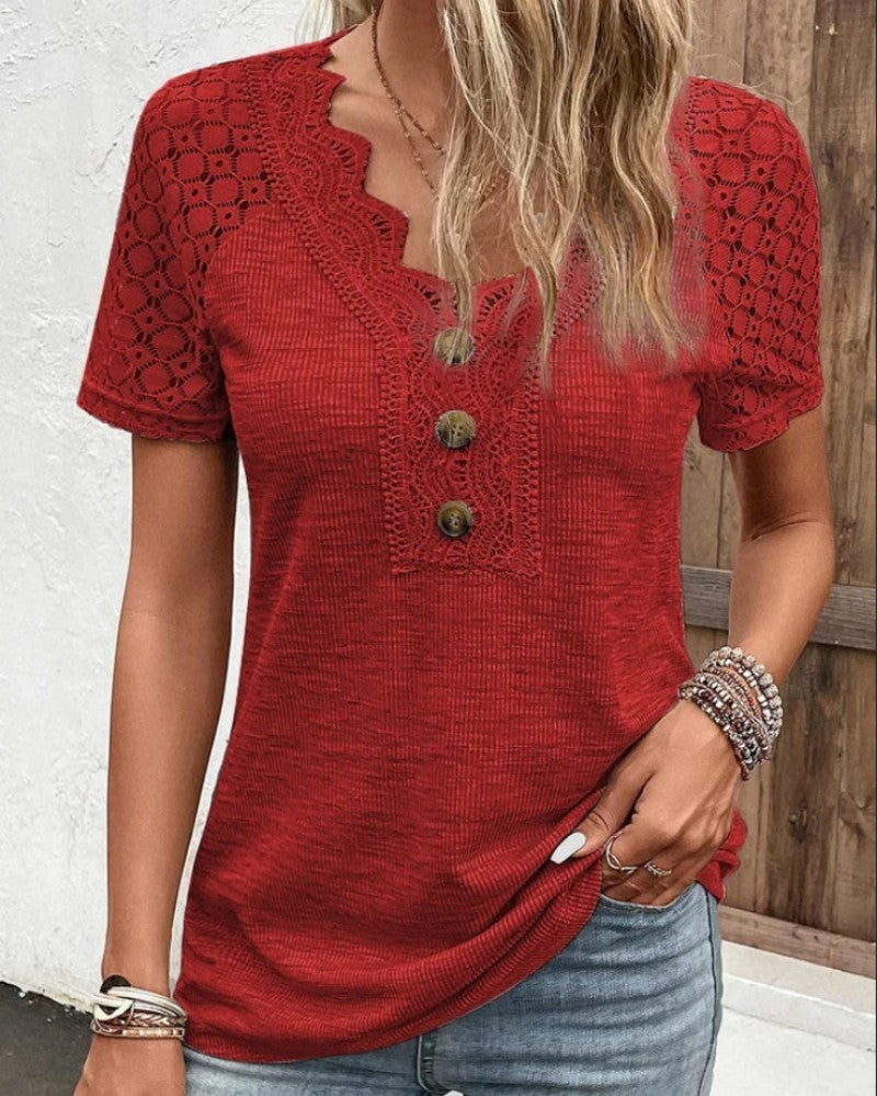 Kurzärmliges, schickes Spitzenshirt - Ashla