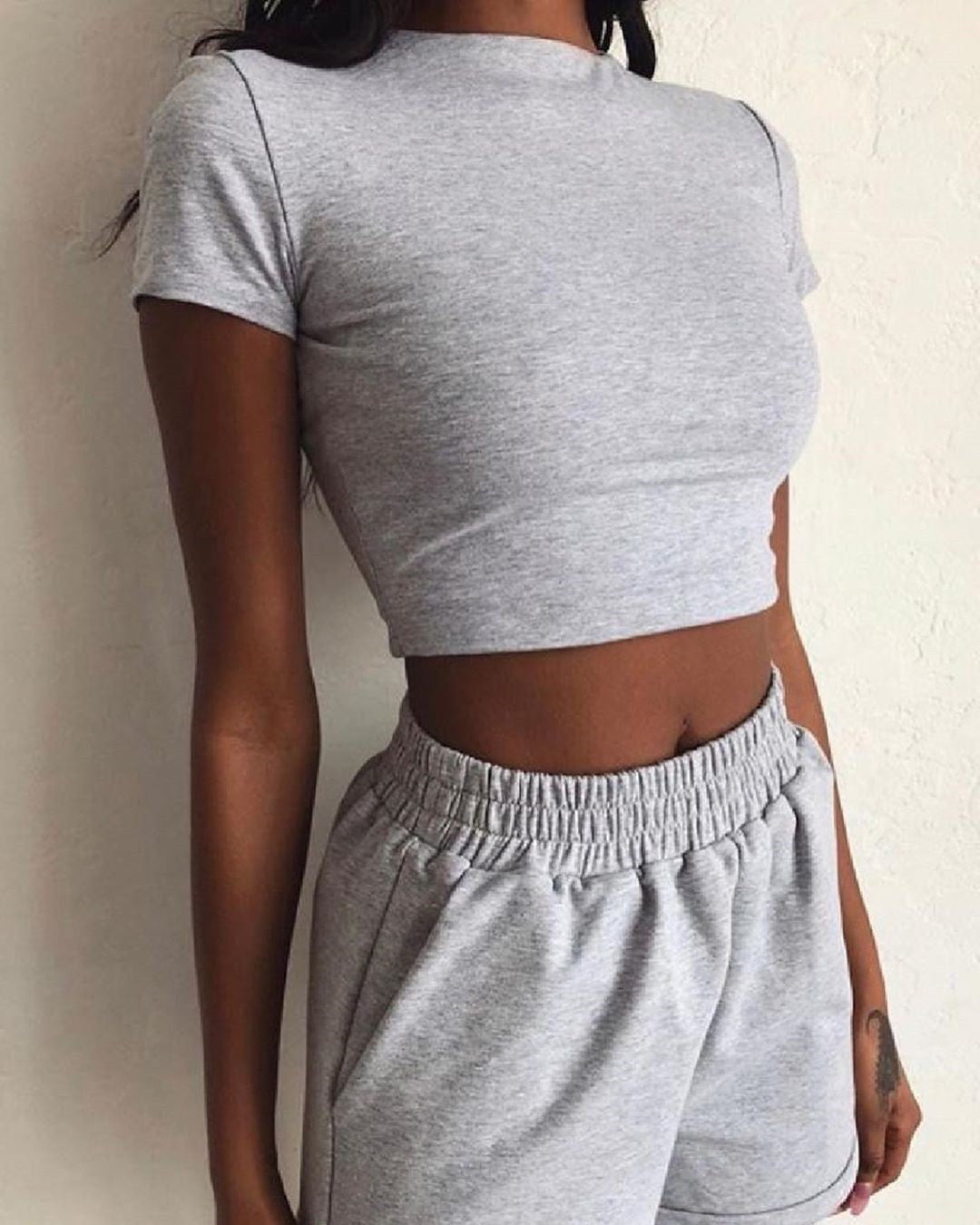 Women's Cropped Turtleneck Top and Relaxed Fit Shorts Set by berg-feldt