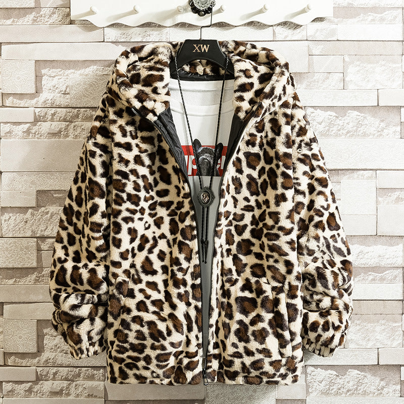 Veste polaire douillette à capuche motif léopard pour femme Berg-Feldt