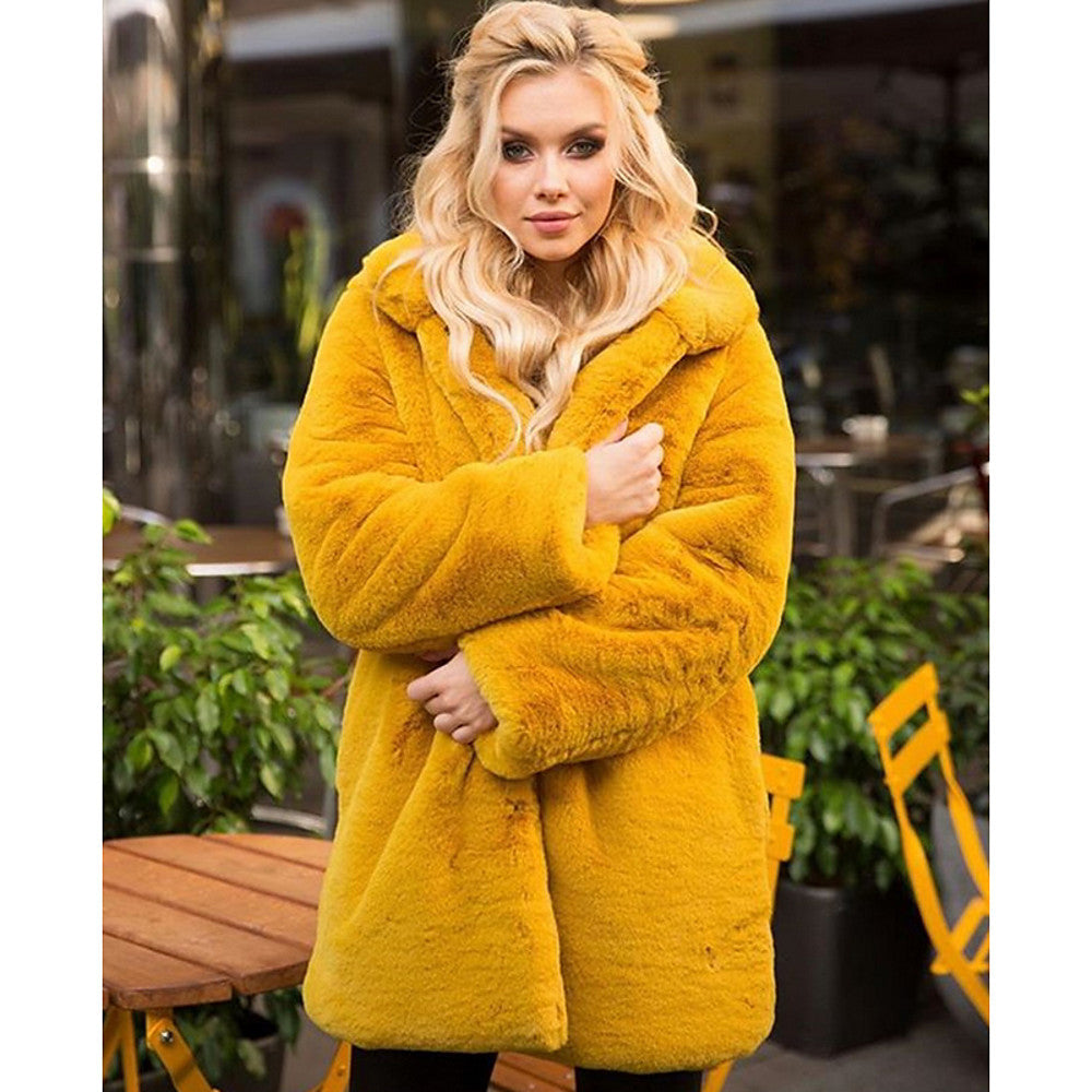 Manteau en fausse fourrure moelleuse à col montant pour femme Berg-Feldt