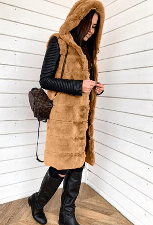 Damen Manteau à capuche en fausse fourrure tendance Berg-Feldt