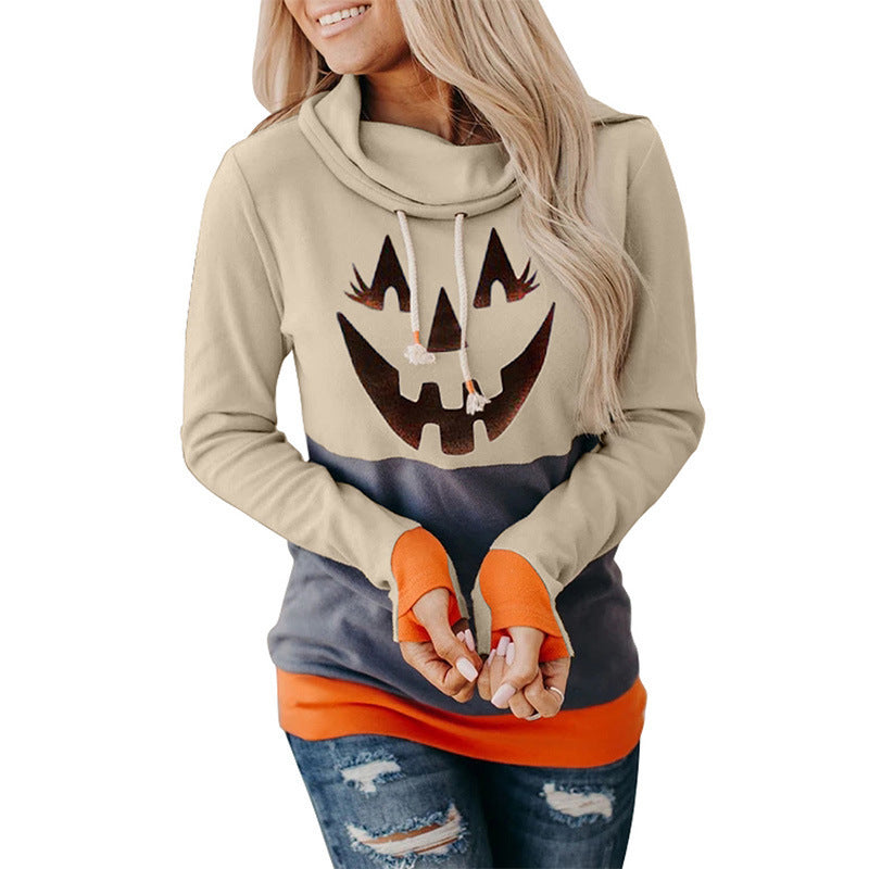 Sweat à capuche femme Berg-feldt avec motif citrouille, décontracté