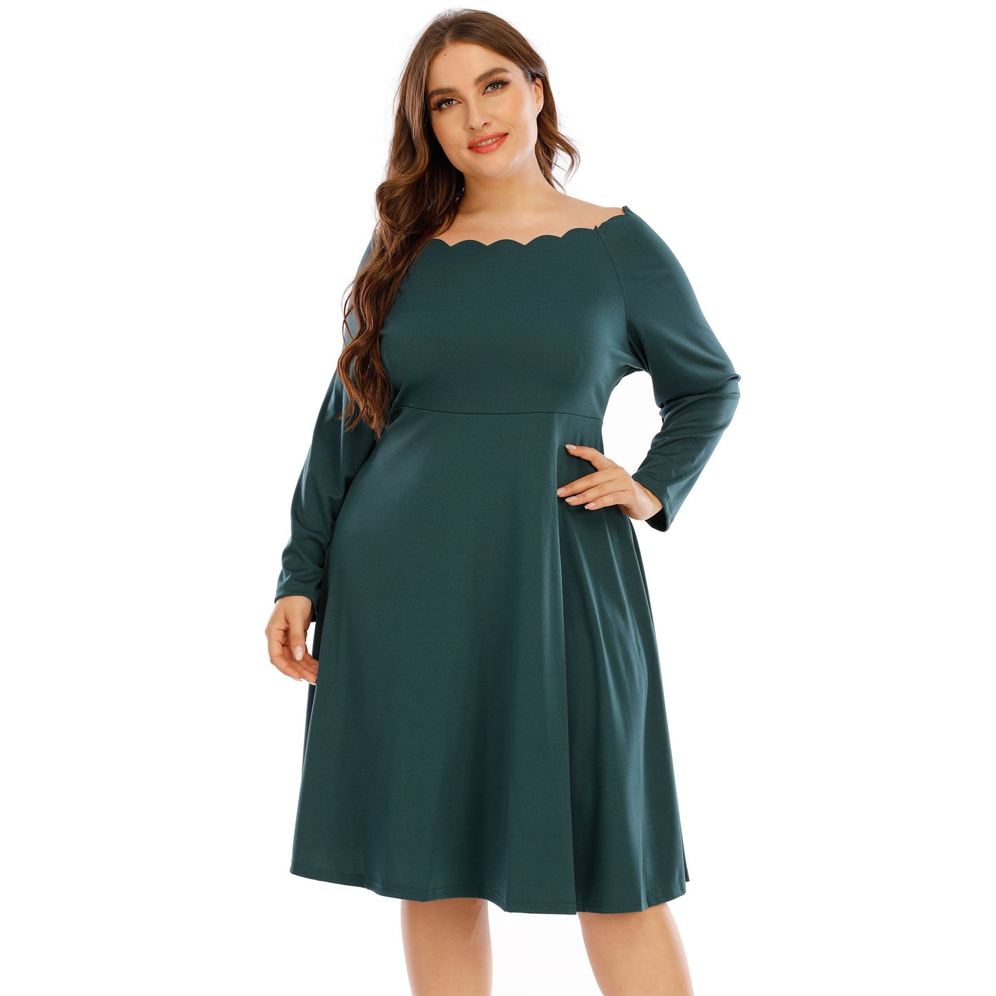A-Linien-Kleid für Damen mit gewelltem Ausschnitt von berg-feldt