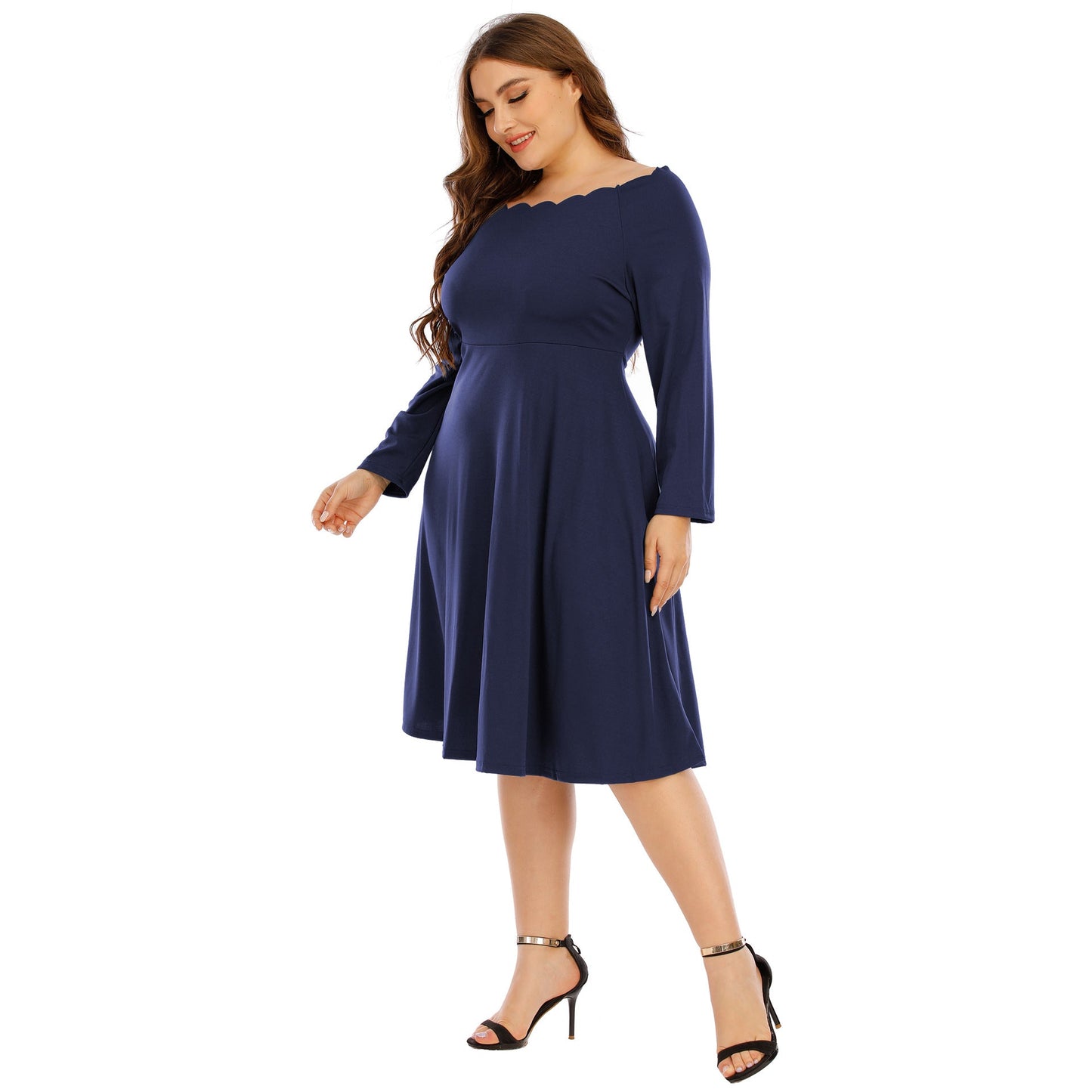 A-Linien-Kleid für Damen mit gewelltem Ausschnitt von berg-feldt