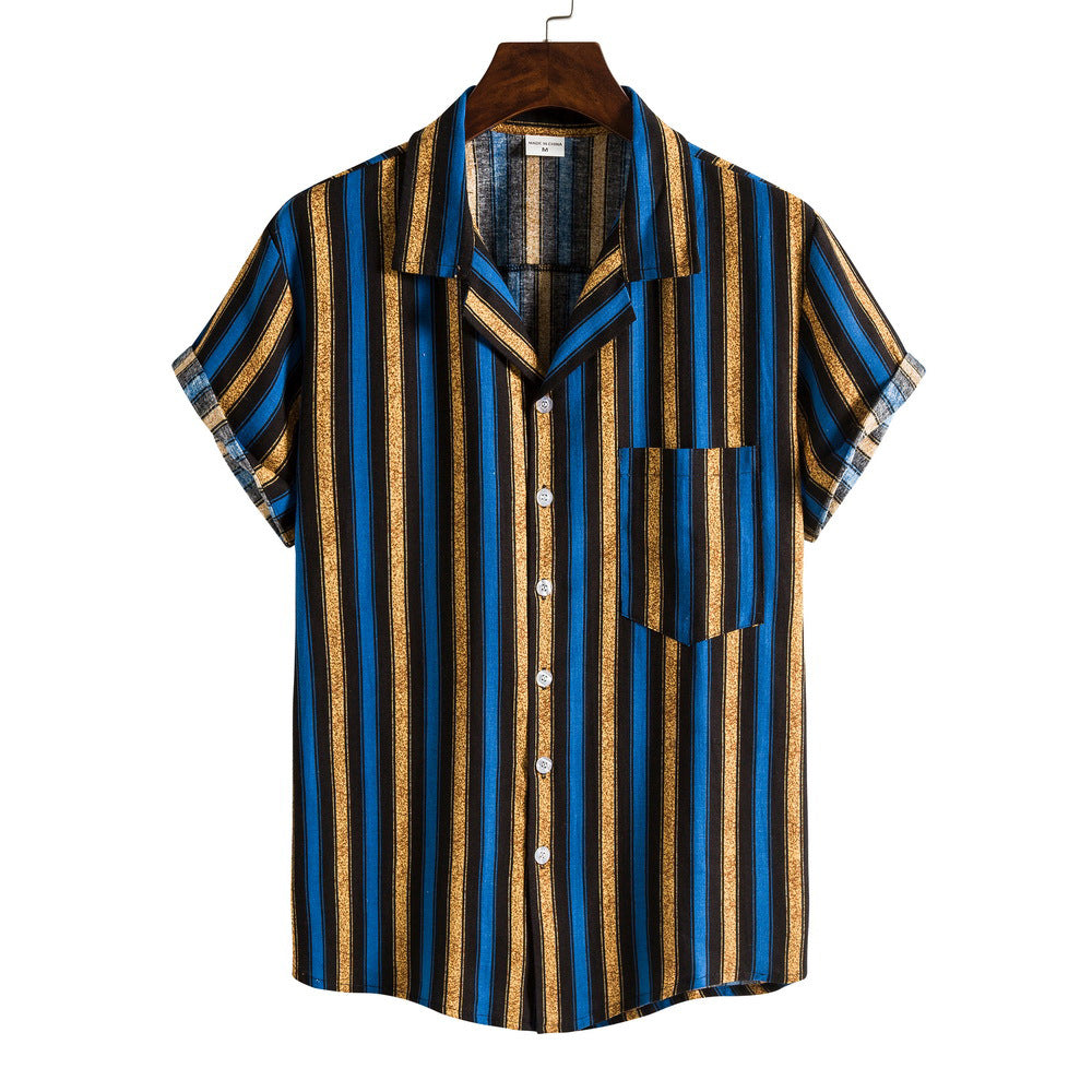 Chemise à manches courtes pour homme avec motif rayé décontracté et poche poitrine pratique Berg-Feldt