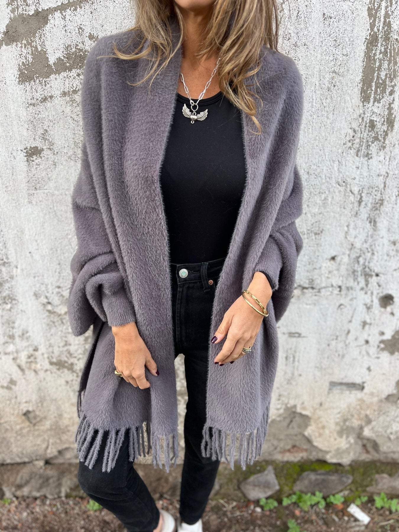 Gilet décontracté à franges pour femme
