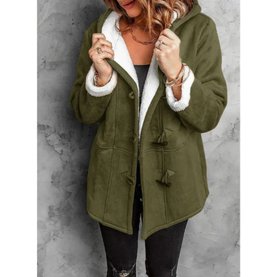 Berg-Feldt | Mantel mit Kapuze - Wildleder-Look - Fleece-Futter - Lockere Passform - Mittellang