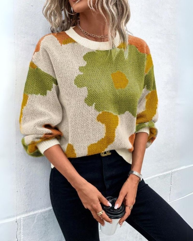Berg-Feldt | Strickpullover mit Abstraktem Floral-Muster