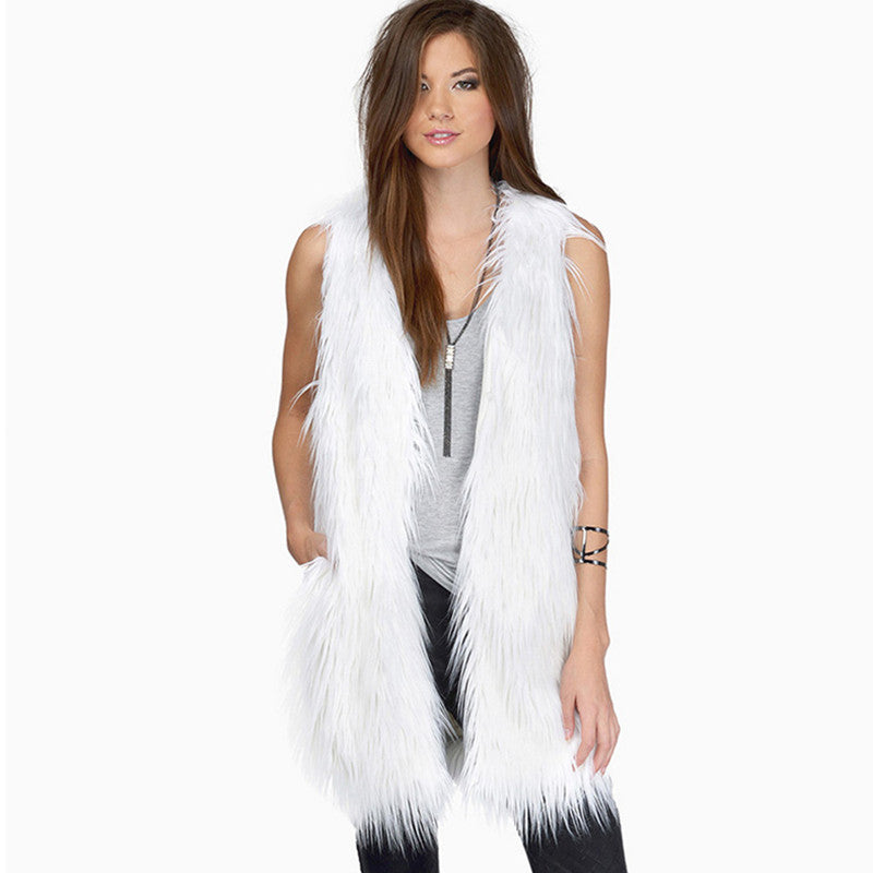Damen élégant gilet en fausse fourrure avec poches latérales et coupe décontractée Berg-Feldt