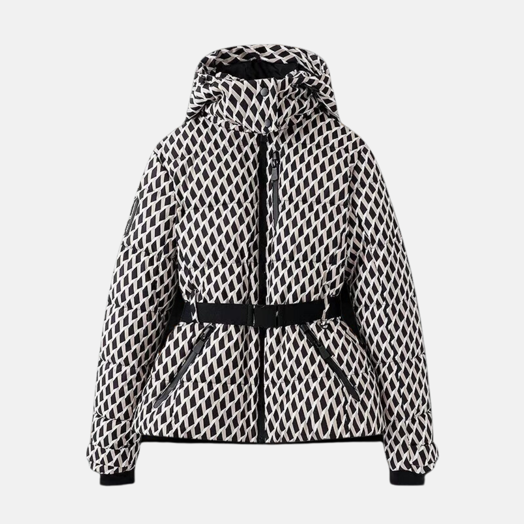 Berg-Feldt | Puffer-Jacke – Gequiltet Isoliert – Taillengürtel – Kapuze Hoher Kragen
