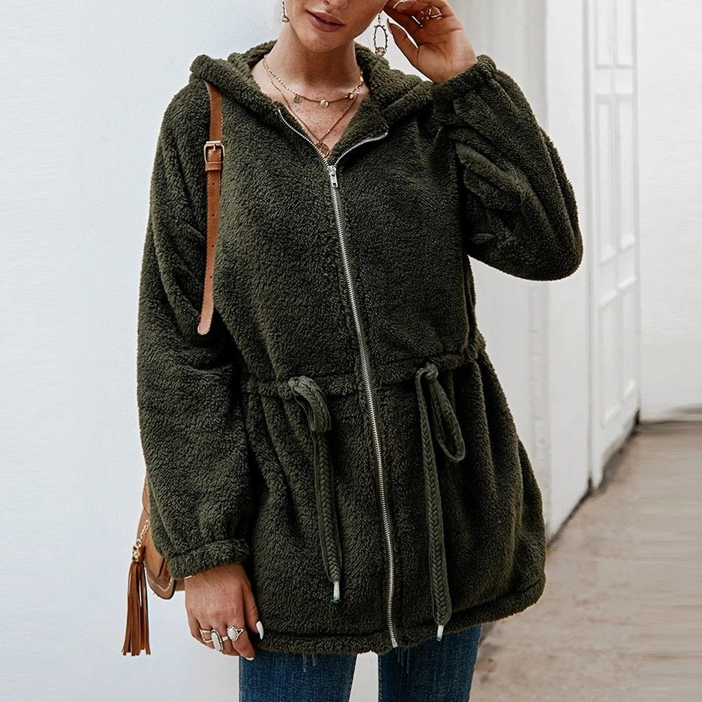 Berg-Feldt | Teddyjacke - Weicher Plüsch - Kapuze & Reißverschluss - Oversized Passform - Taschen