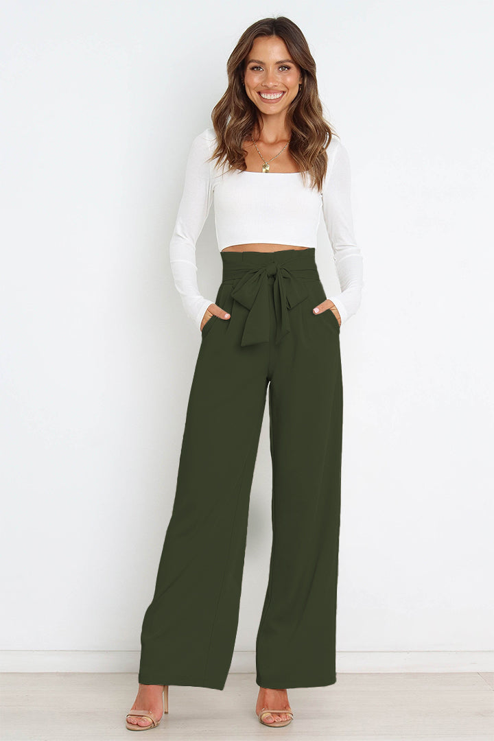 Berg-Feldt | Hohe Taille Paperbag Hose mit Schleifendetail