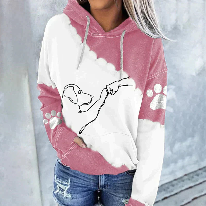 Modern, casual hoodie with dog motifs from Fudus