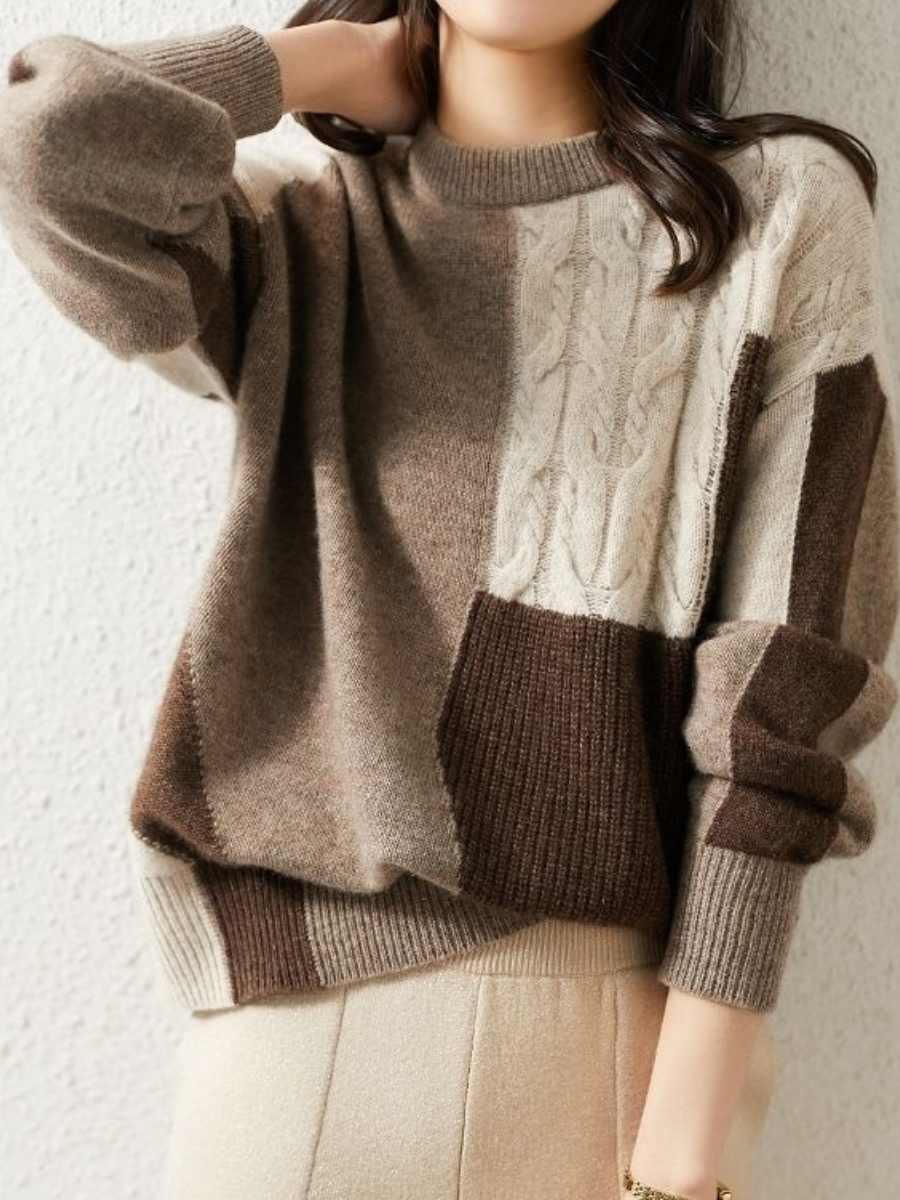 Berg-Feldt | Schicker & Stylischer Strickpullover in Kontrastfarbe