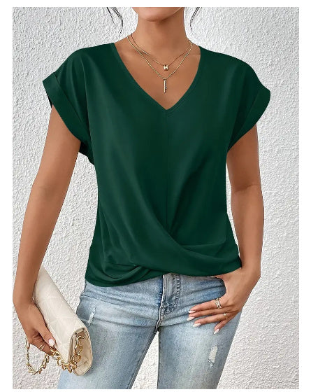 T-shirt femme Fudus à nœud asymétrique pour l'été