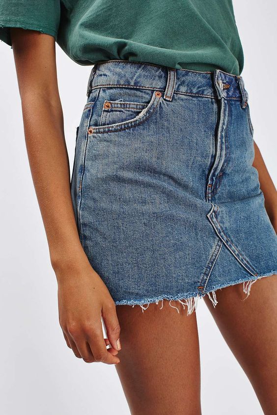 Asymmetrischer Mini-Jeansrock mit Fransen von berg-feldt für Damen