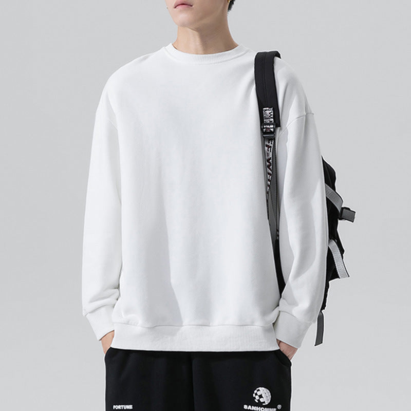 Sweat à capuche en velours ample Fudus pour couple, couleur unie, col rond