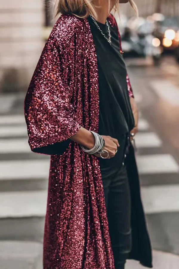 Maude: Glitzernder Cardigan-Mantel mit Pailletten