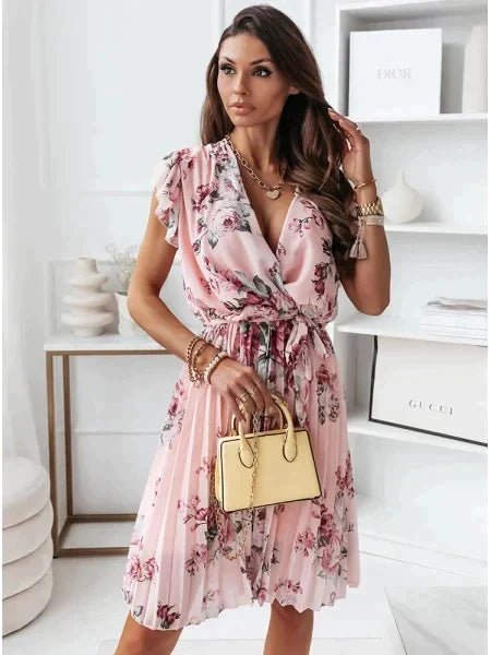 Robe florale Katharina à manches volantées