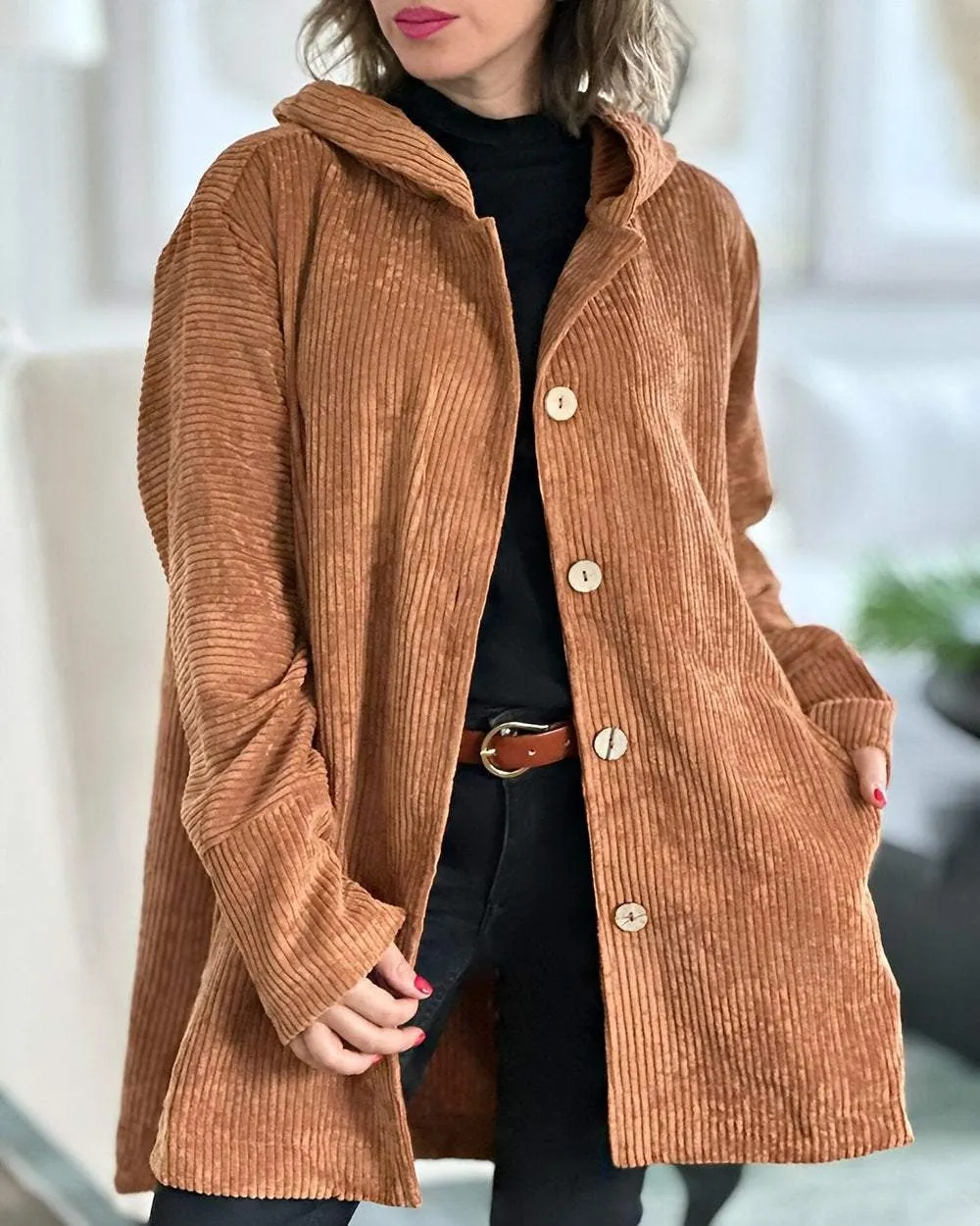 Berg-Feldt | Oversize Kapuzenpullover mit Knöpfen für Damen Ideal für den Alltag