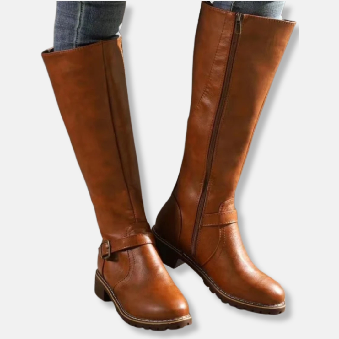 Berg-Feldt | Stiefel - Lederähnliches Material - Knielanger Schaft - Doppelte Reißverschlussöffnung