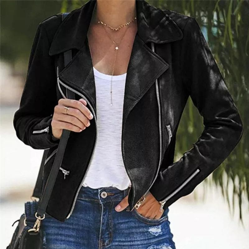 Berg-Feldt | Kurze Wildlederjacke mit Reißverschlüssen Kunstleder Modern und Stylisch